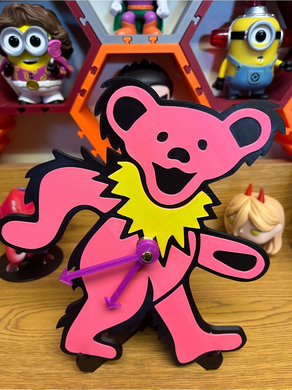 Pink Dancing Bear Toy Clock - Kids Decorative Play Figure